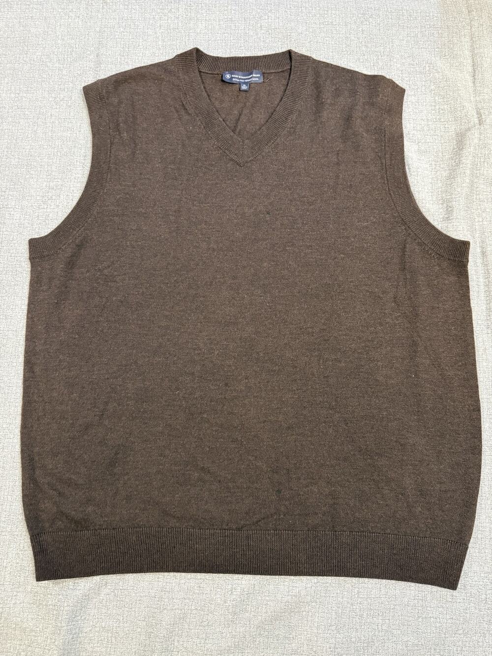 Hart Schaffner Marx Mens XL Sweater Vest Brown V-Neck Merino Preppy Academia